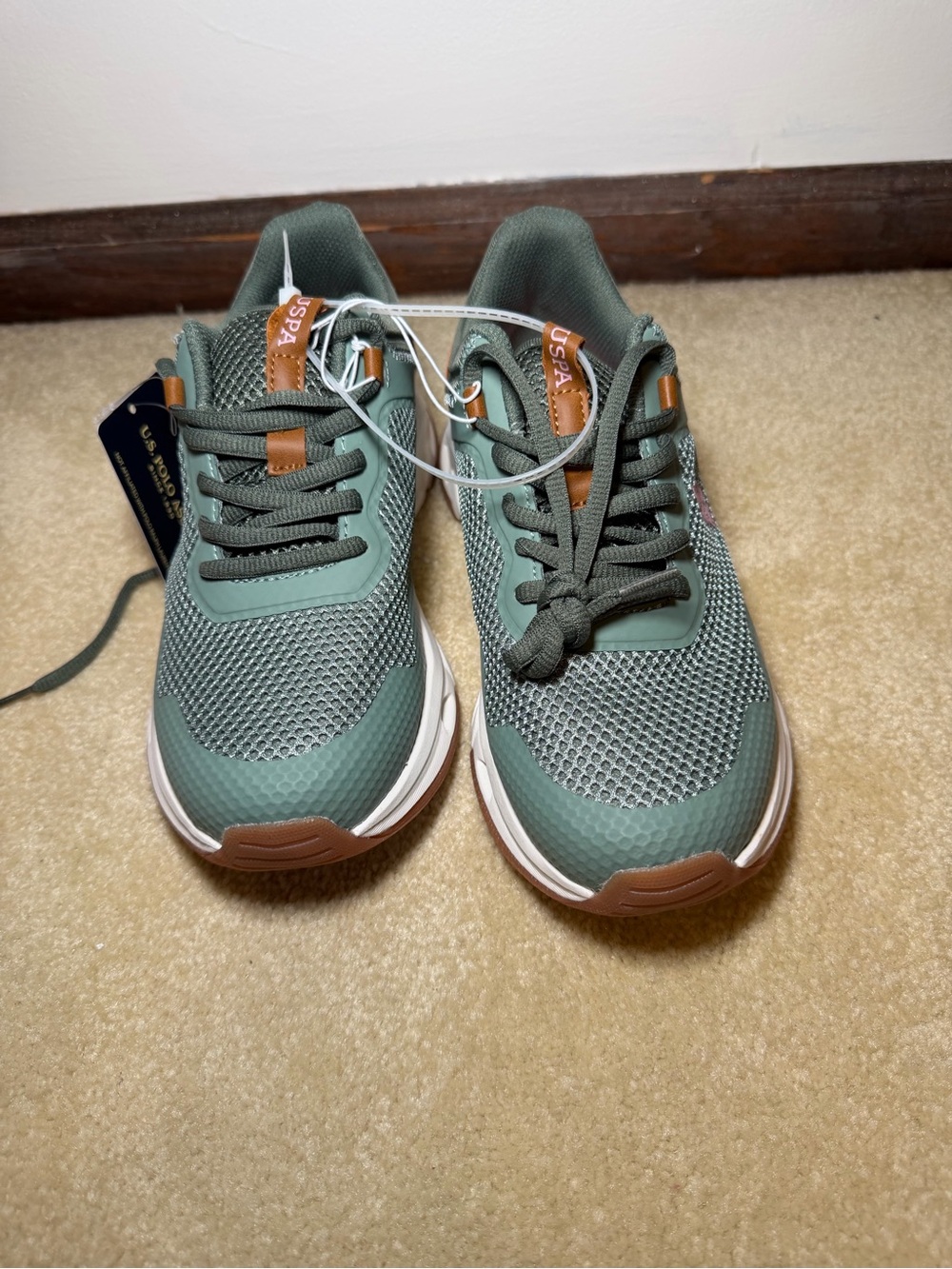 NWT U.S. Polo Assn. Sage Green Mesh Athletic Sneakers